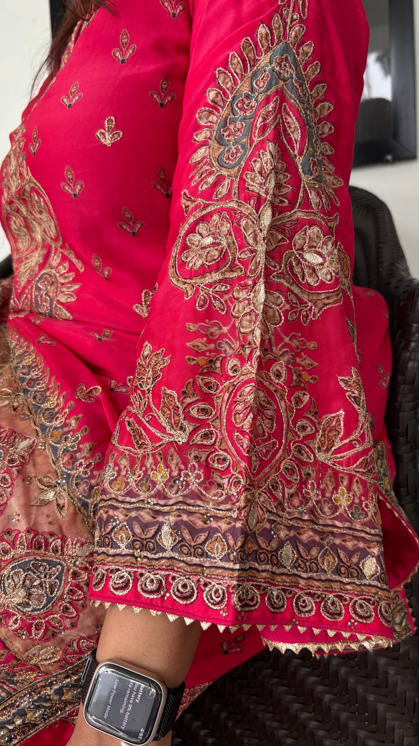 Pink Hand-Embroidered Farshi Salwar Suit Set