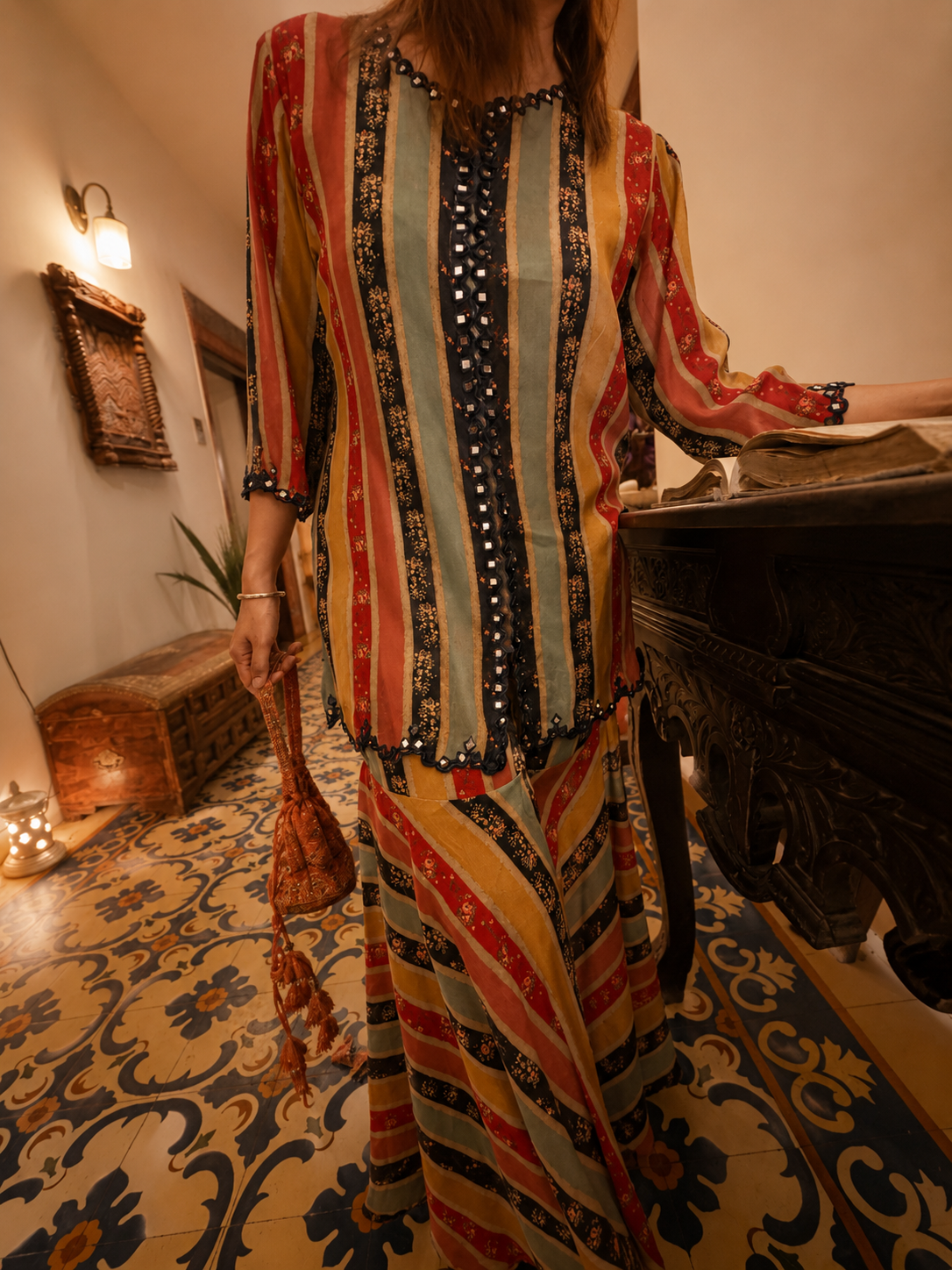 Multi-colored Crepe Co-Ord Set