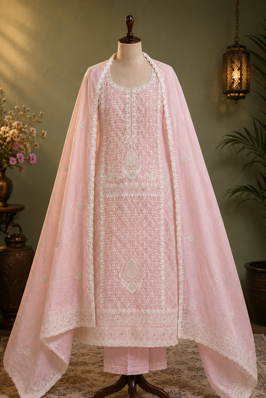 Blush Pink Mul Cotton Suit Set