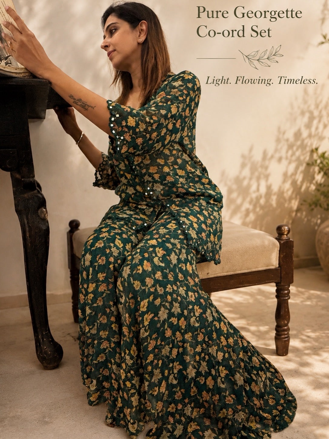 Emerald Green Georgette Co-Ord Set