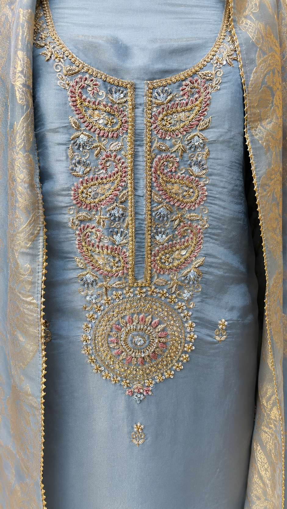 Unstitched Moonstone Blue Tissue Suit Set