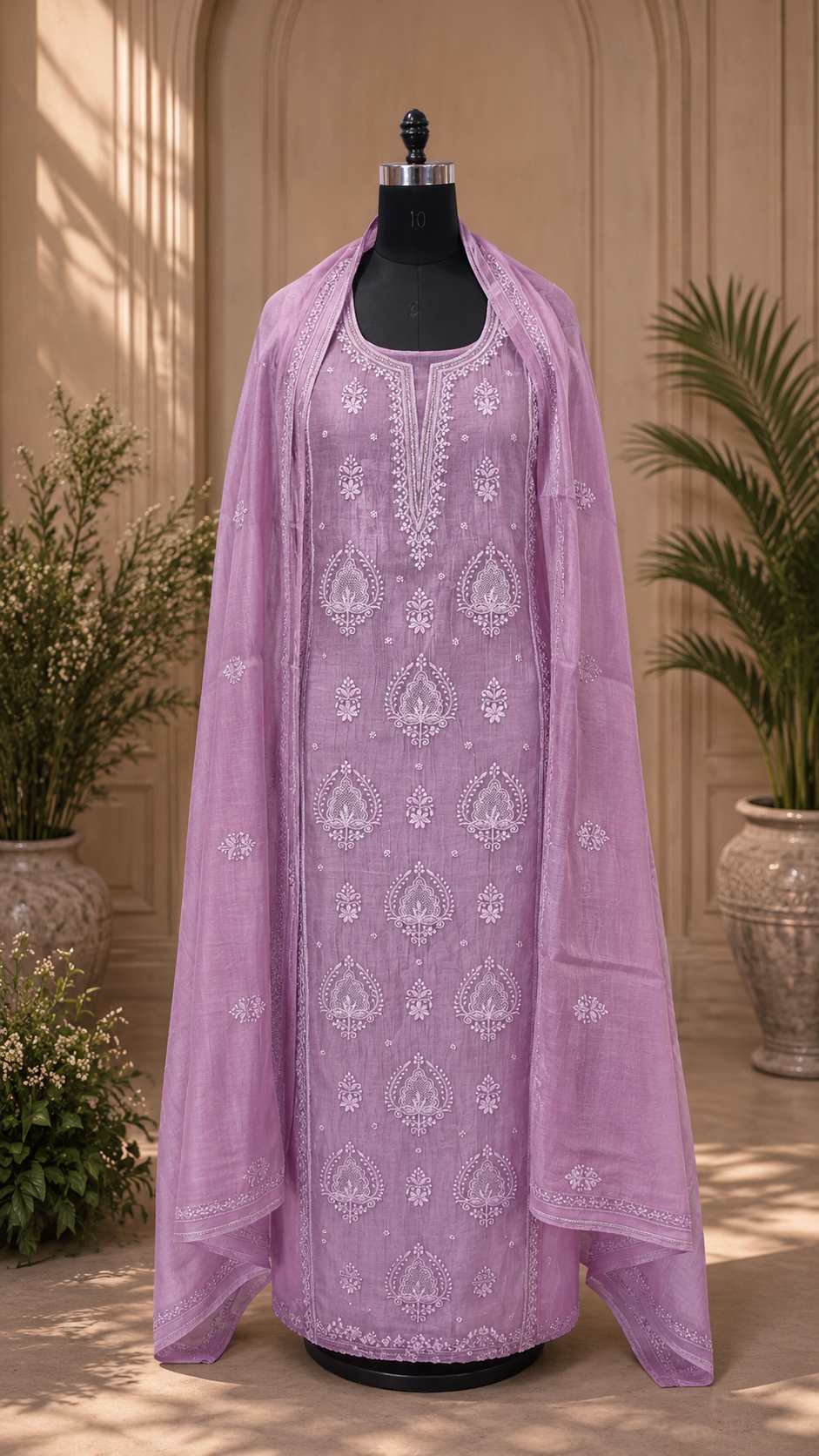 Mauve Pink Mul Cotton Suit Set