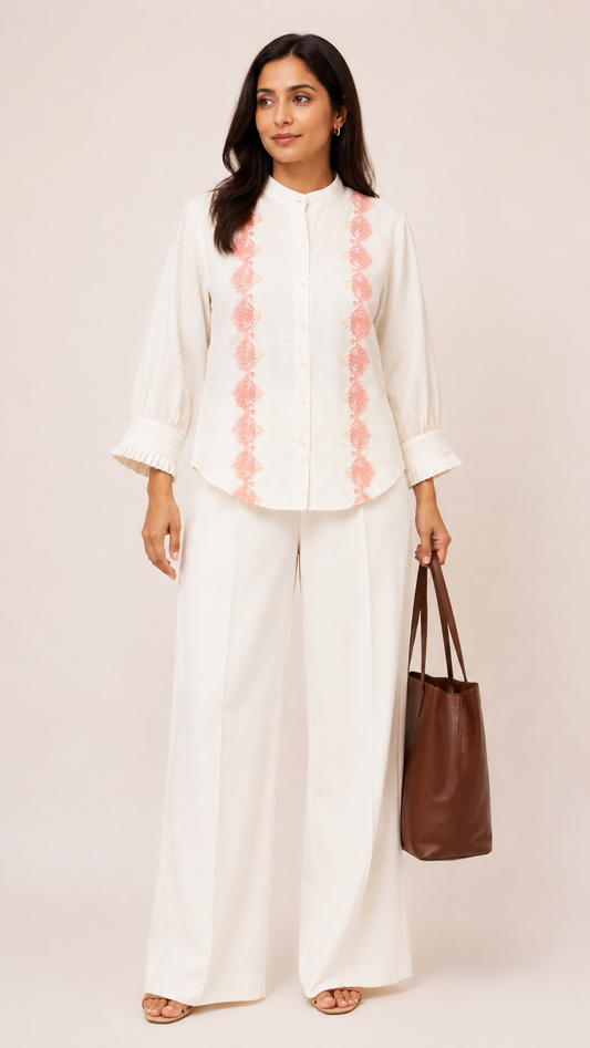 Offwhite Linen Lace Shirt