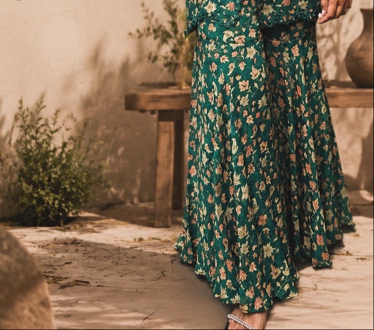 Emerald Green Georgette Co-Ord Set