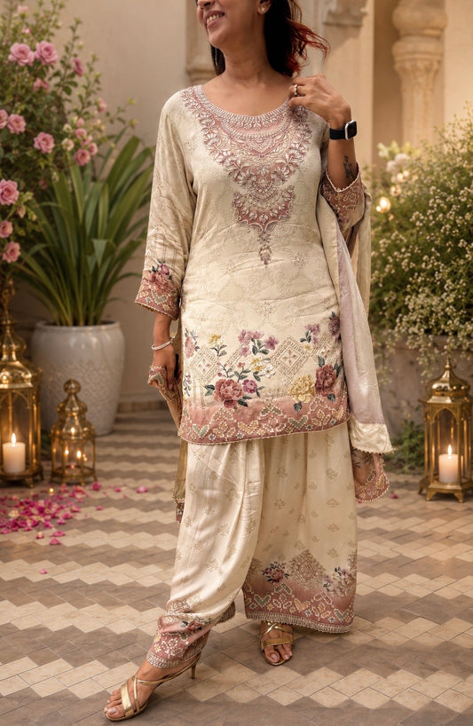 Ivory & Blush Pink Farshi Salwar Set