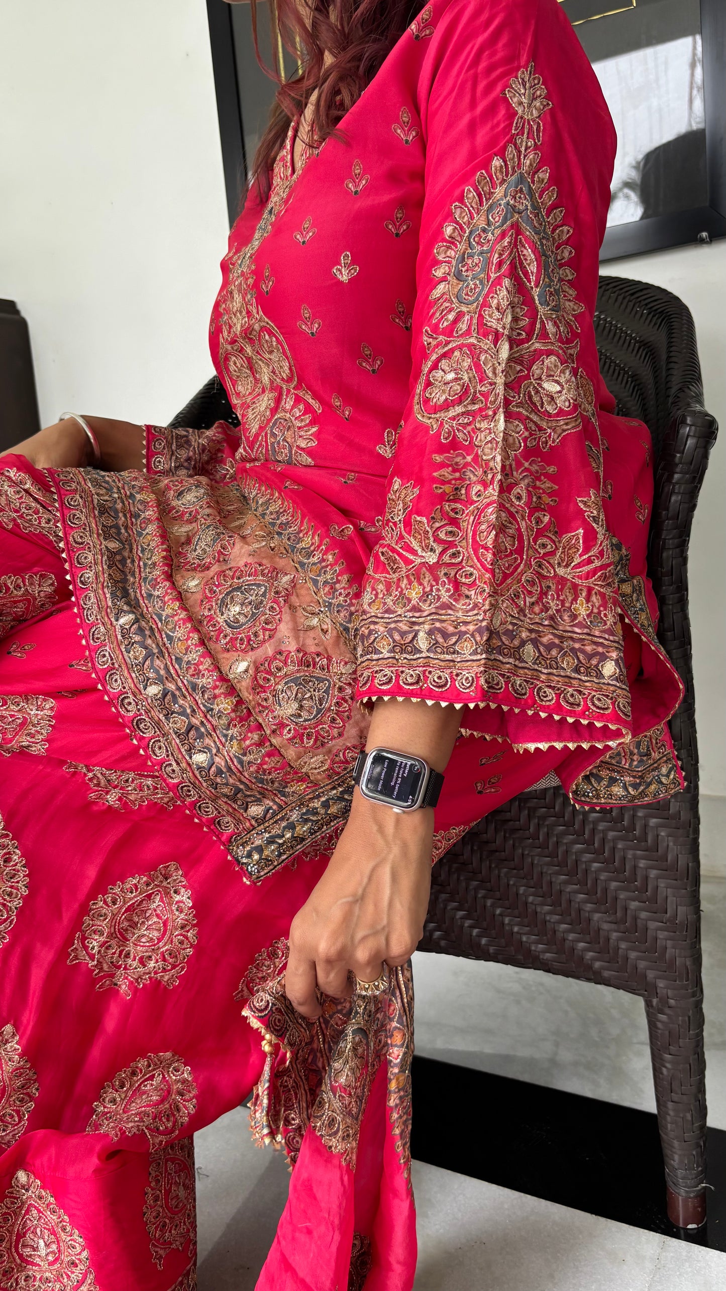 Pink Hand-Embroidered Farshi Salwar Suit Set