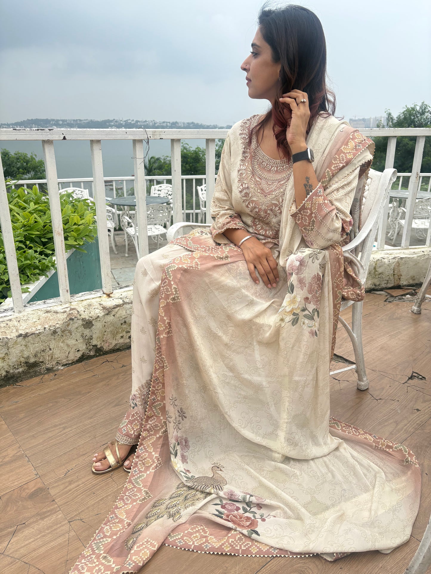 Ivory & Blush Pink Farshi Salwar Set