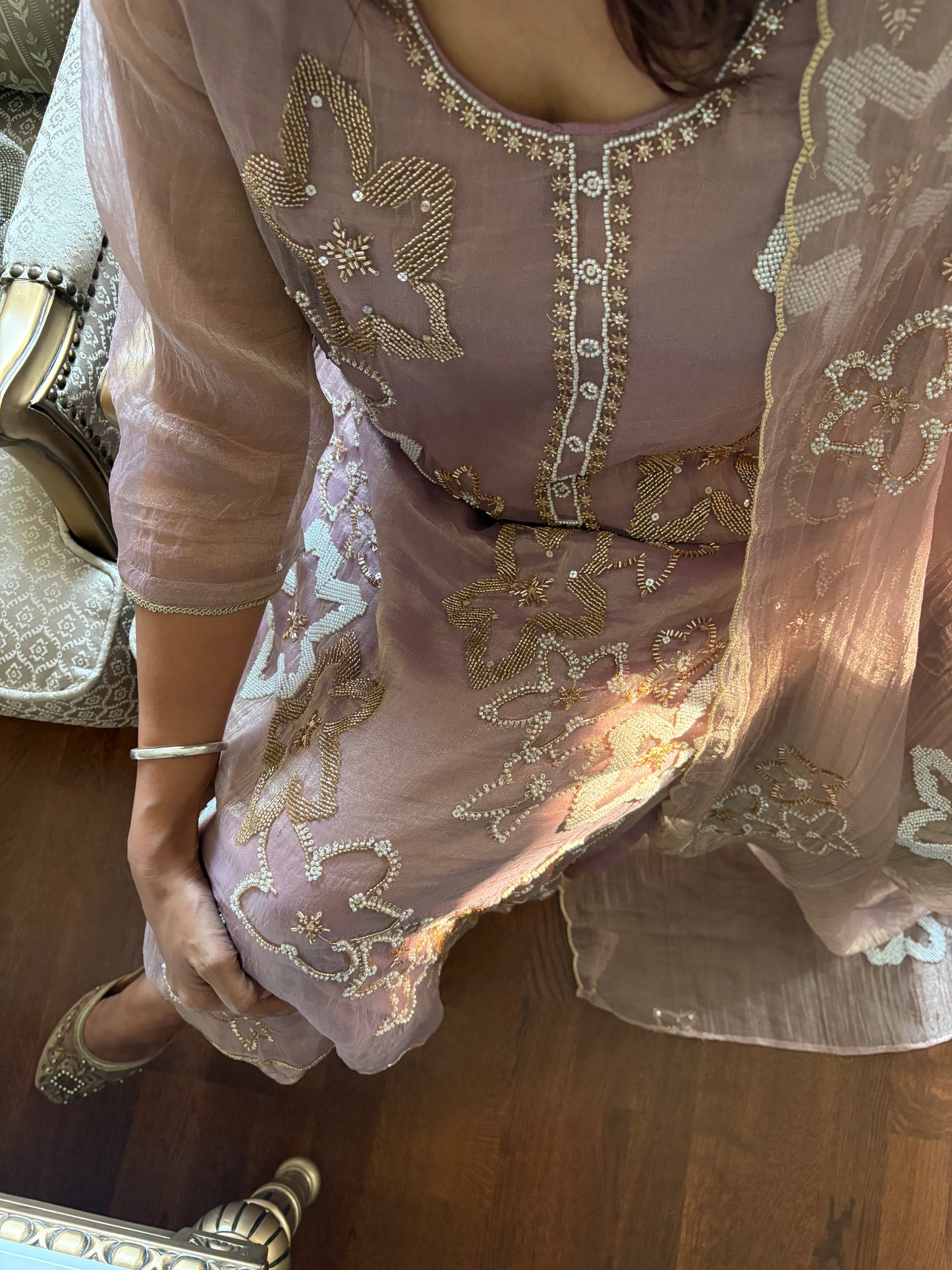 Blush Pink Tissue Salwar Suit
