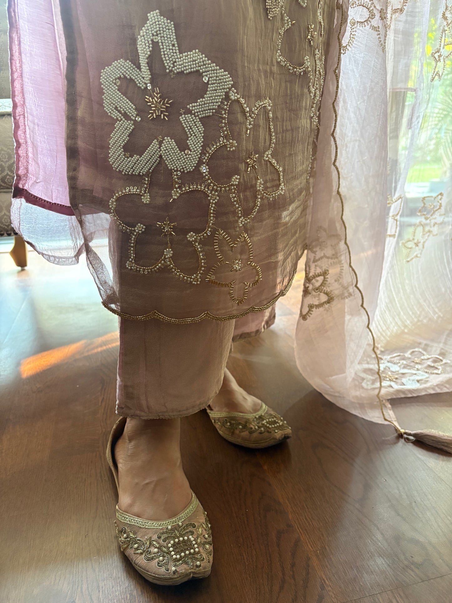 Blush Pink Tissue Salwar Suit