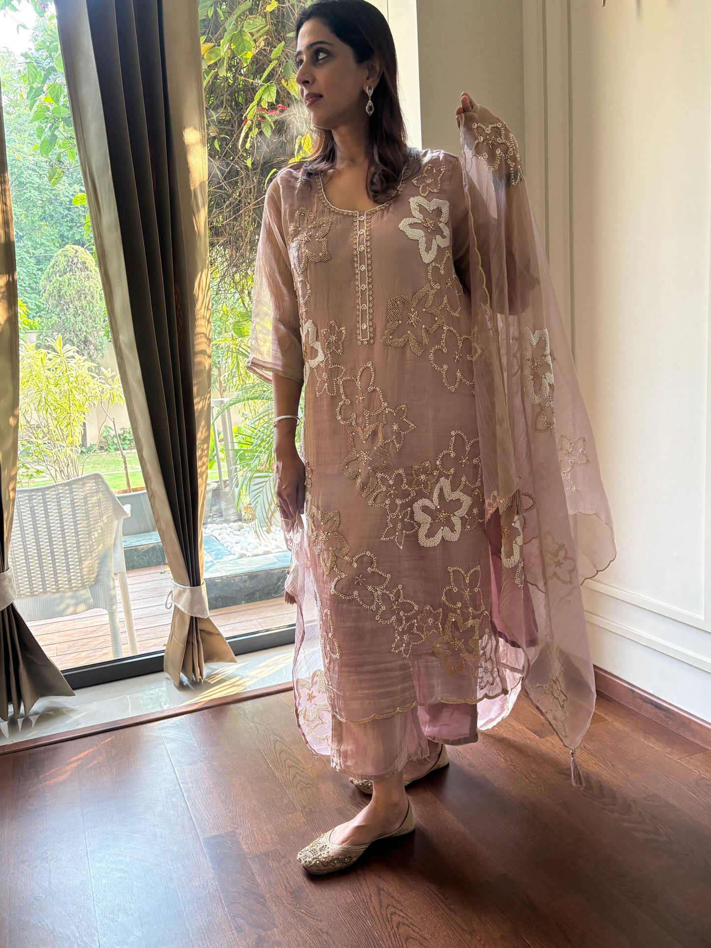 Blush Pink Tissue Salwar Suit