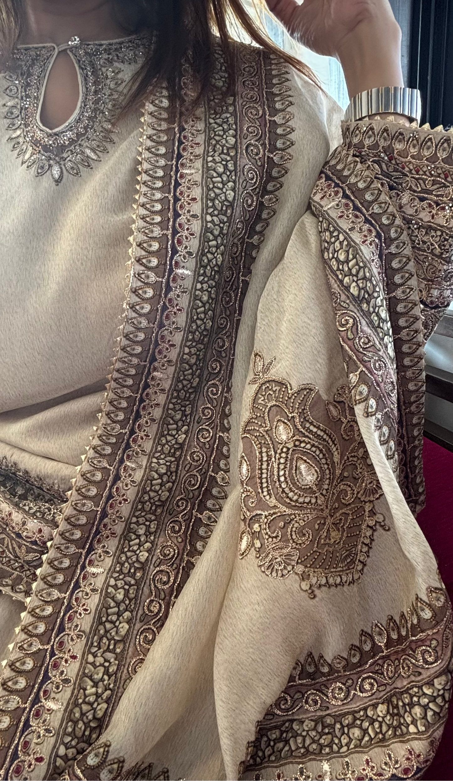 Golden Beige Crepe Salwar Suit