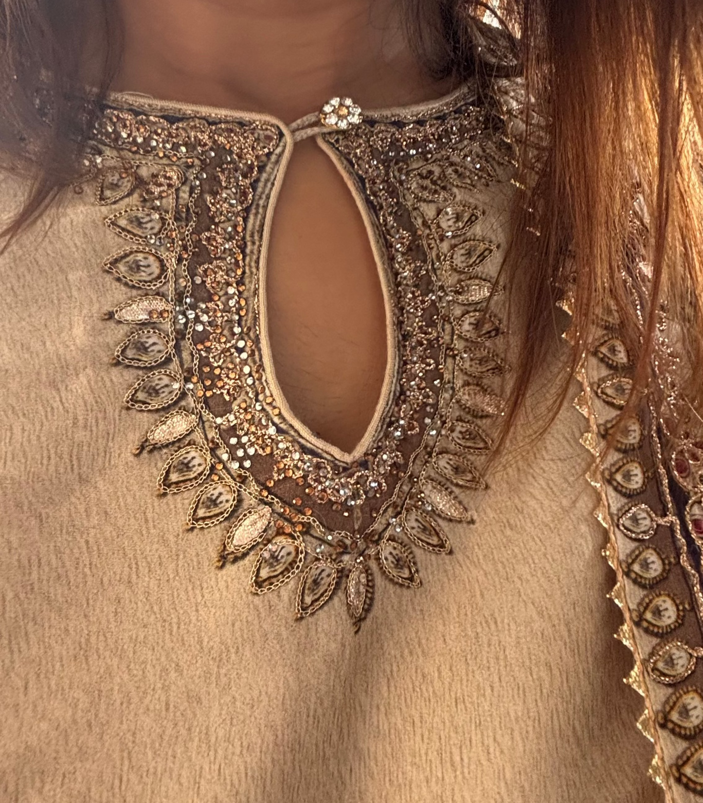 Golden Beige Crepe Salwar Suit