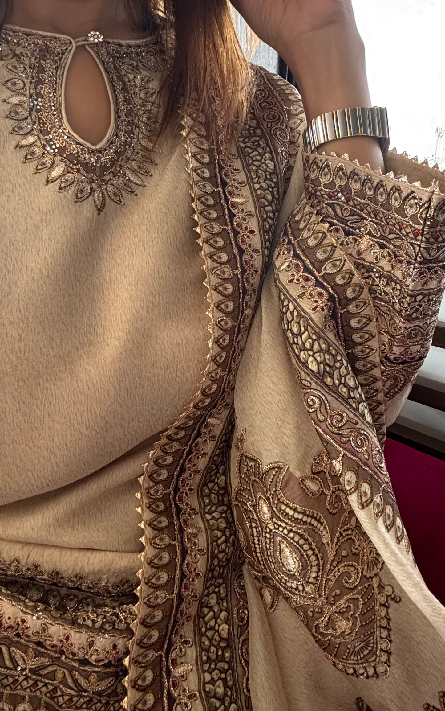 Golden Beige Crepe Salwar Suit
