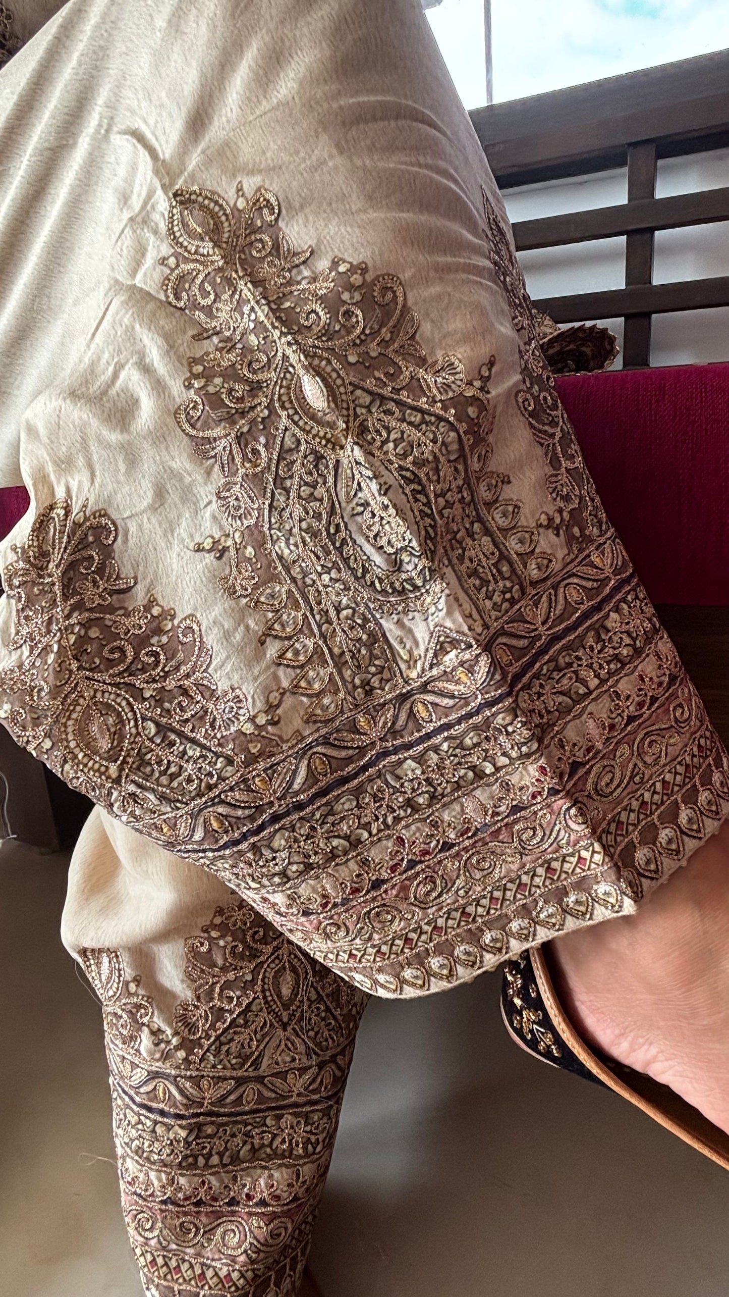 Golden Beige Crepe Salwar Suit