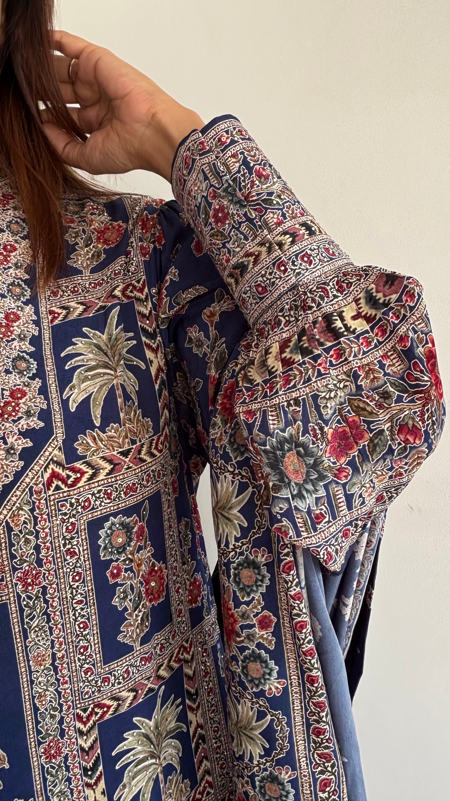 Blue Crepe Swarovski-Embellished Kurta Set