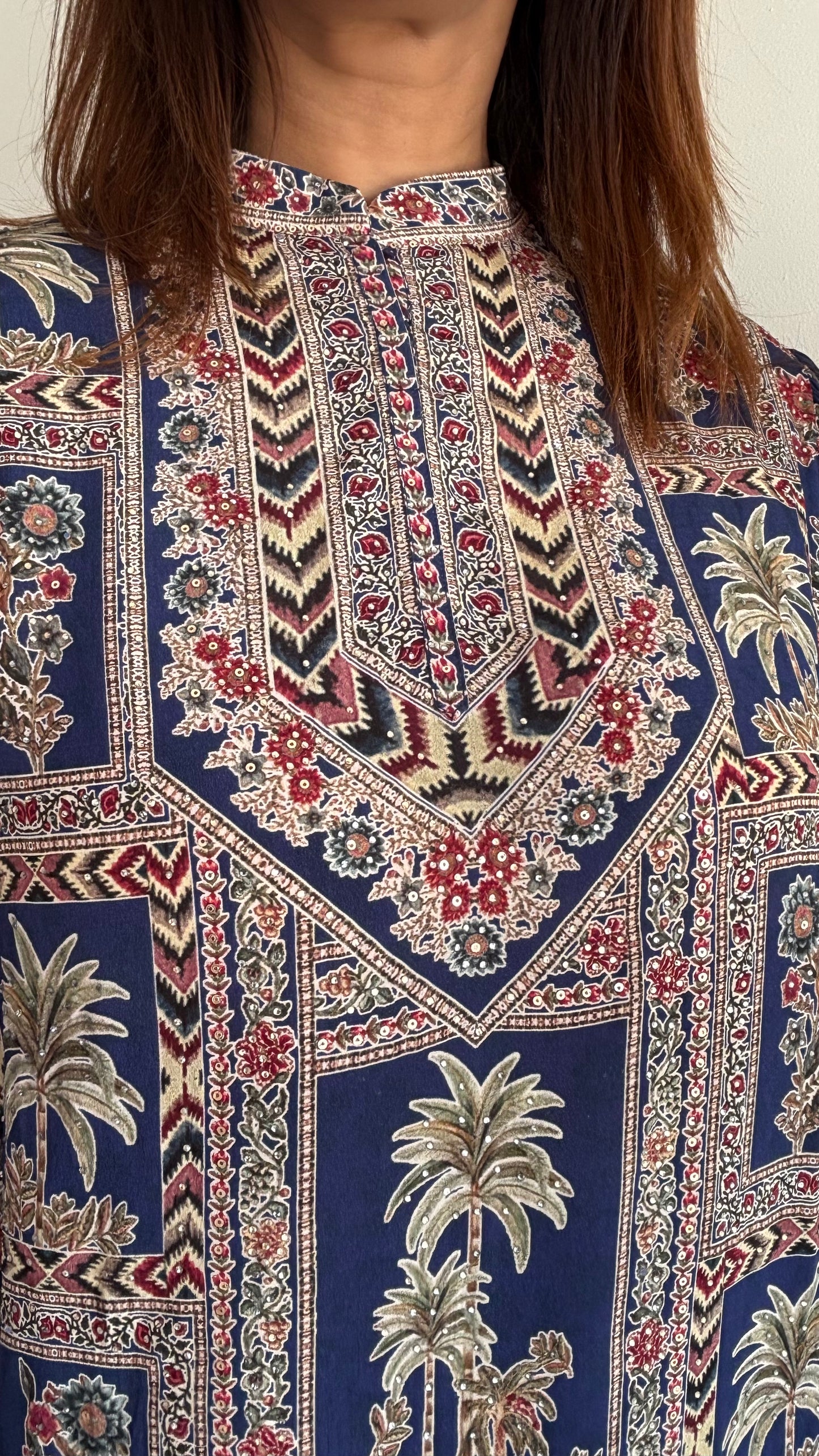 Blue Crepe Swarovski-Embellished Kurta Set